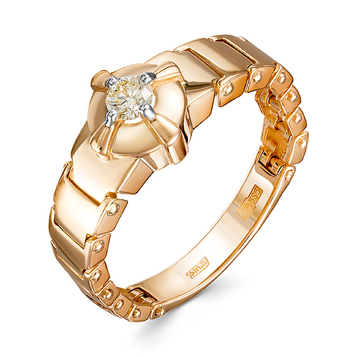 Кольцо, золото, бриллиант, красный, 01-0456